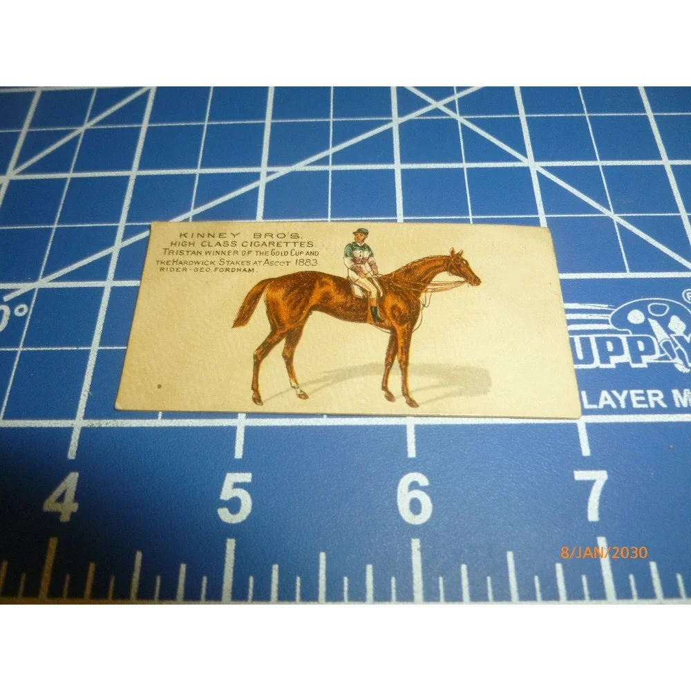 Antique Kinney Bro's Tobacco Card Tristan Horse Ascot 1883 Winner Geo Fordham‎